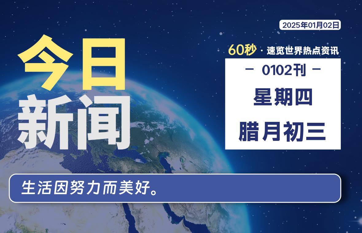 01月02日，星期四, 每天60秒读懂全世界！-科迅博客