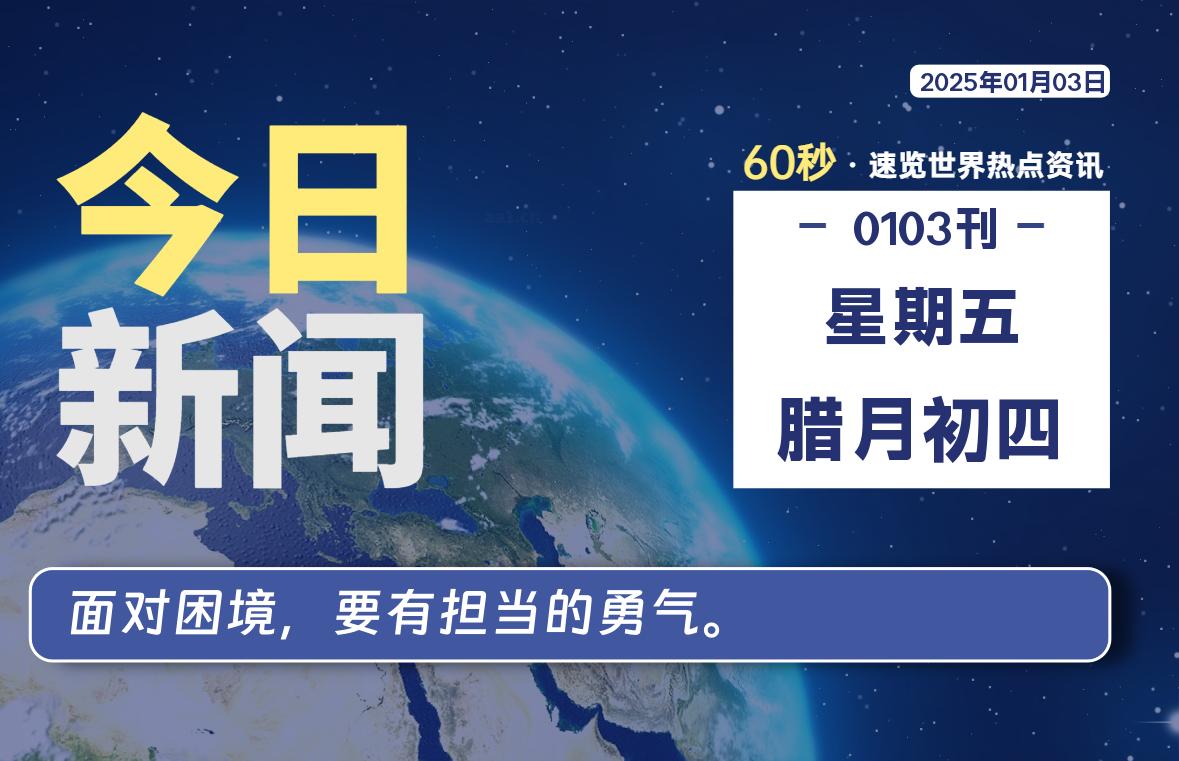 01月03日，星期五, 每天60秒读懂全世界！-科迅博客