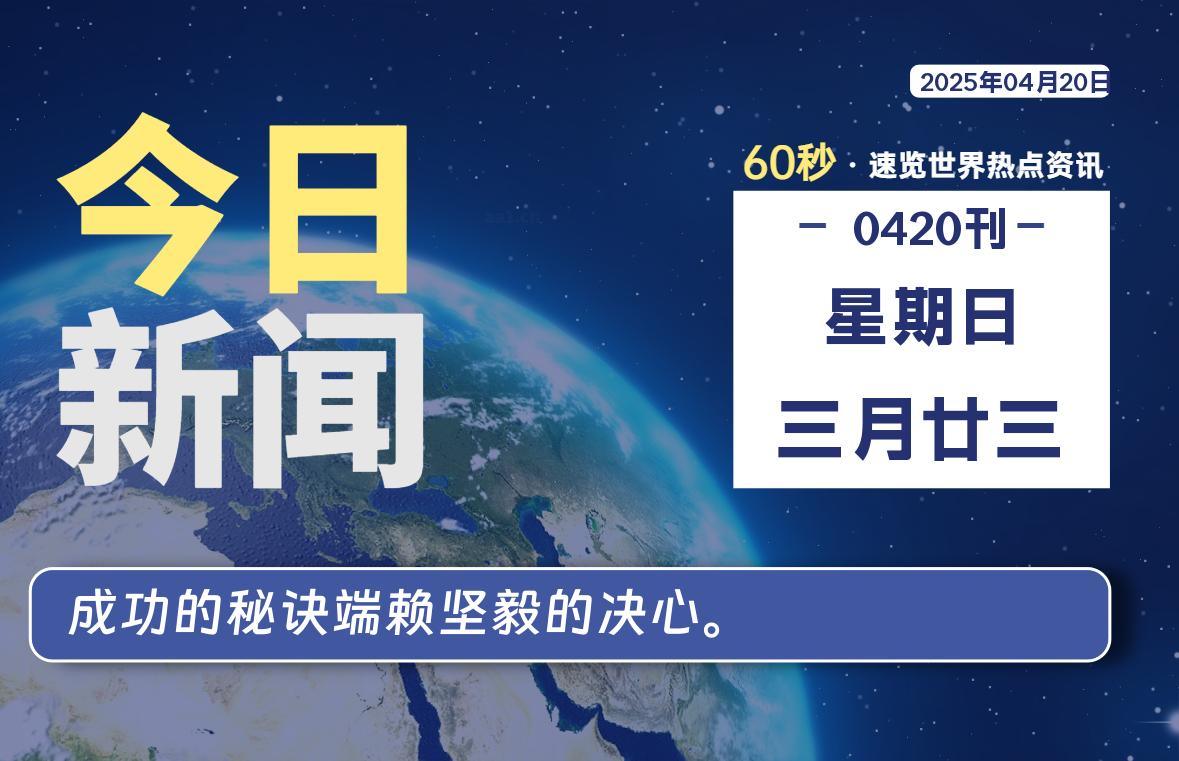 04月20日，星期日, 每天60秒读懂全世界！-科迅博客